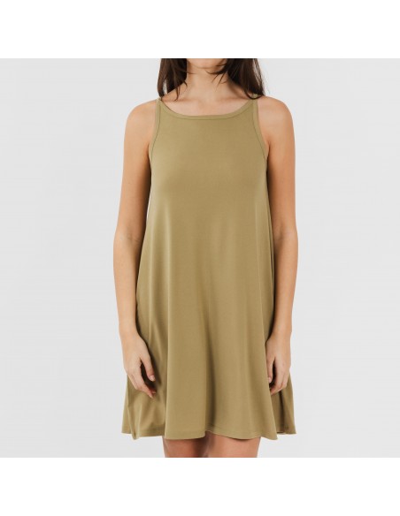 Vestito corto con spalline crêpe tinta unita