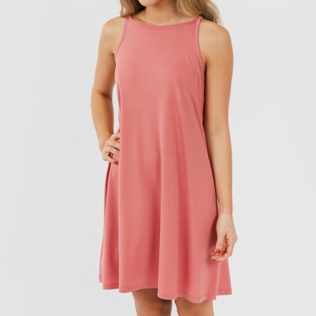 Vestito corto con spalline crêpe tinta unita