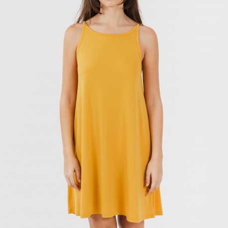 Vestito corto con spalline crêpe tinta unita