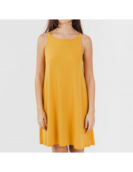 Vestito corto con spalline crêpe tinta unita