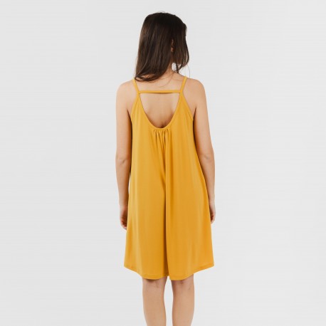 Vestito corto con spalline crêpe tinta unita