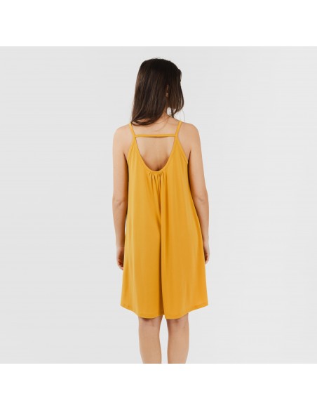 Vestito corto con spalline crêpe tinta unita