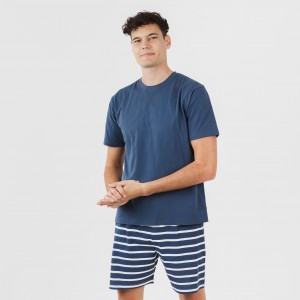Pigiama corto cotone uomo Rafa blu navy 2