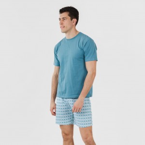 Pigiama corto cotone uomo Galieni turchese 2