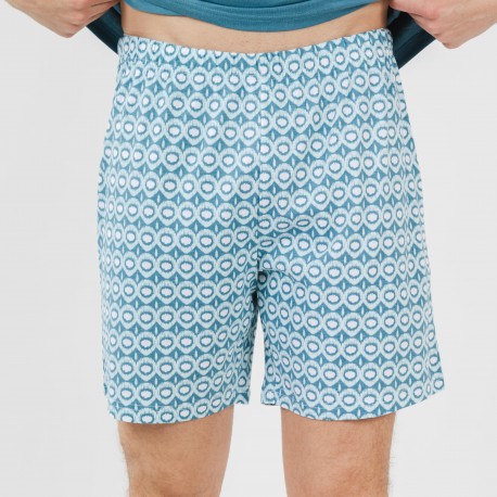Pigiama corto cotone uomo Galieni turchese