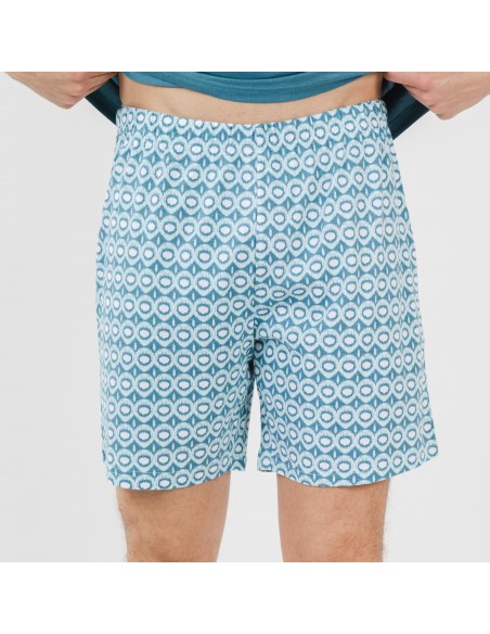 Pigiama corto cotone uomo Galieni turchese