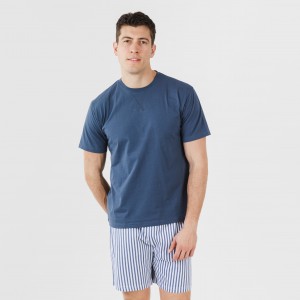 Pigiama corto cotone uomo Darryl blu navy