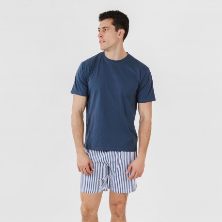 Pigiama corto cotone uomo Darryl blu navy