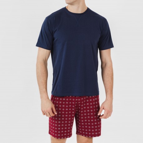Pigiama corto cotone uomo Loui blu navy