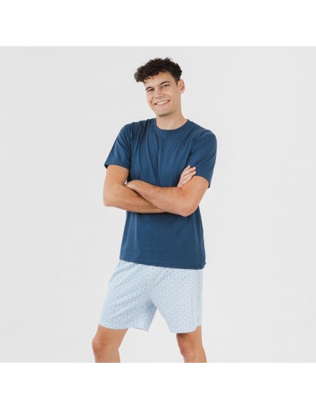 Pigiama corto cotone uomo Timon blu Pigiama corto cotone uomo Timon blu