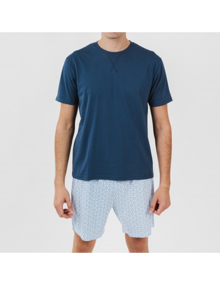 Pigiama corto cotone uomo Timon blu Pigiama corto cotone uomo Timon blu