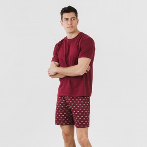 Pigiama corto cotone uomo Nino bordeaux 2