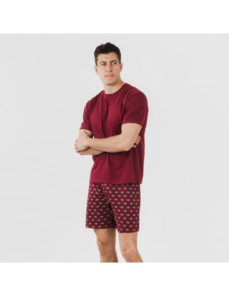 Pigiama corto cotone uomo Nino bordeaux