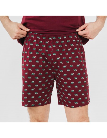 Pigiama corto cotone uomo Nino bordeaux