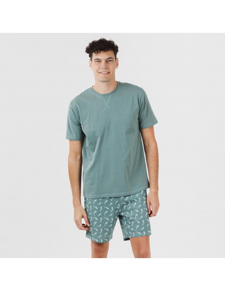 Pigiama corto cotone uomo Flip verde pijama-corto-algodon