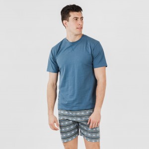 Pigiama corto cotone uomo Omega blu ceruleo 2