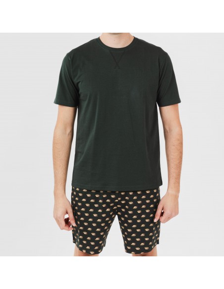 Pigiama corto cotone uomo Nino verde bottiglia Pigiama corto cotone uomo Nino verde bottiglia