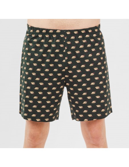 Pigiama corto cotone uomo Nino verde bottiglia Pigiama corto cotone uomo Nino verde bottiglia