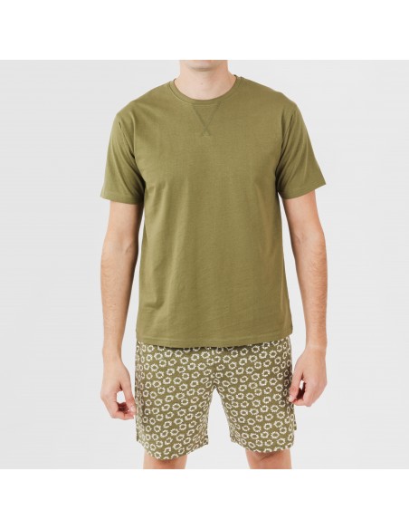 Pigiama corto cotone uomo Khalil verde Pigiama corto cotone uomo Khalil verde
