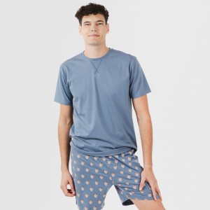 Pigiama corto cotone uomo Nassiri blu ceruleo 2