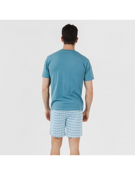 Pigiama corto cotone uomo Galieni turchese
