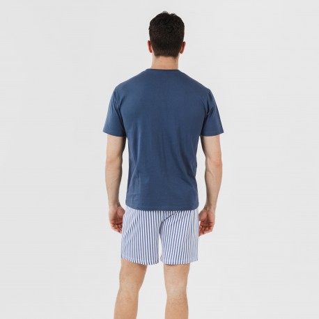 Pigiama corto cotone uomo Darryl blu navy
