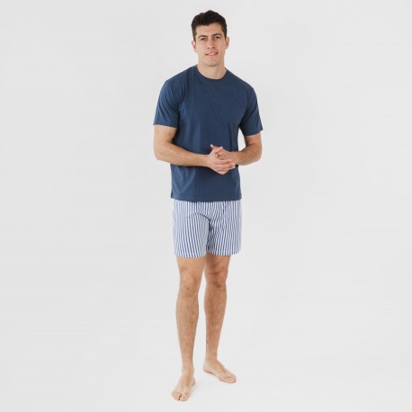 Pigiama corto cotone uomo Darryl blu navy
