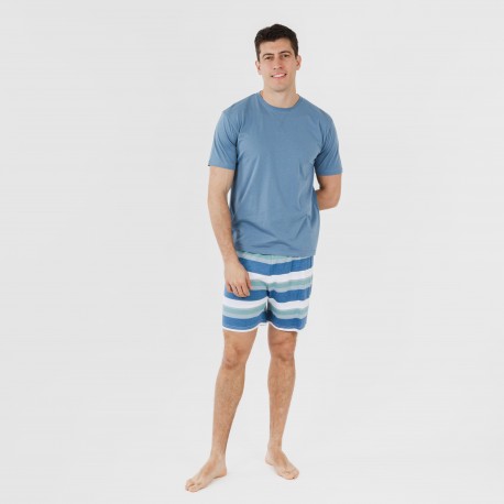 Pigiama corto cotone uomo Raya Mark indaco