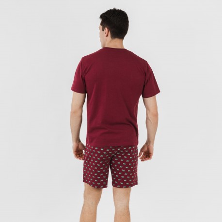 Pigiama corto cotone uomo Nino bordeaux