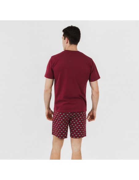 Pigiama corto cotone uomo Nino bordeaux