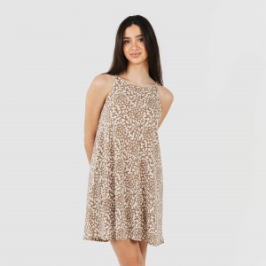 Vestito corto con spalline crêpe Meritxell beige