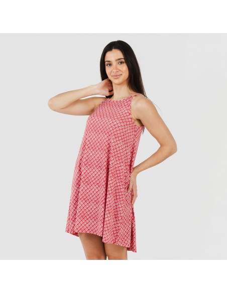 Vestito corto con spalline crêpe Neville rosa fragola Vestito corto con spalline crêpe Neville rosa fragola