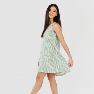 Vestito corto con spalline crêpe Columbus verde tiffany 2