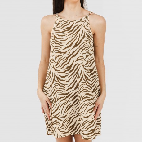 Vestito corto con spalline crêpe Print verde militare