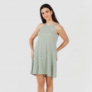 Vestito corto con spalline crêpe Alessia verde