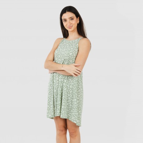 Vestito corto con spalline crêpe Oniris verde militare