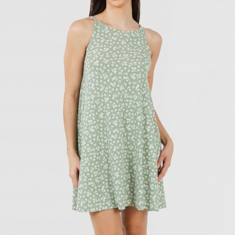 Vestito corto con spalline crêpe Oniris verde militare