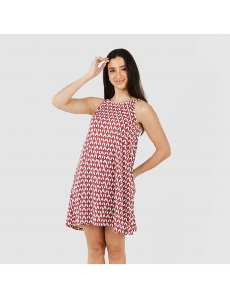 Vestito corto con spalline crêpe Alino melanzana