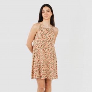 Vestito corto con spalline crêpe Musa rame