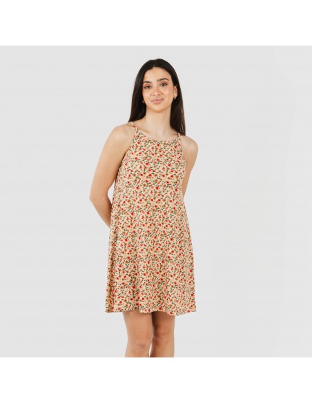 Vestito corto con spalline crêpe Musa rame