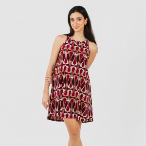 Vestito corto con spalline crêpe Castelar bordeaux 2