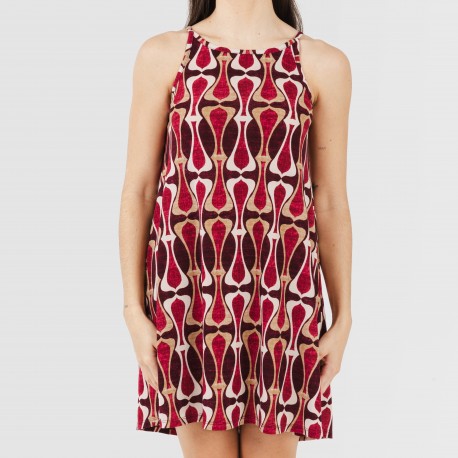 Vestito corto con spalline crêpe Castelar bordeaux