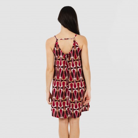 Vestito corto con spalline crêpe Castelar bordeaux