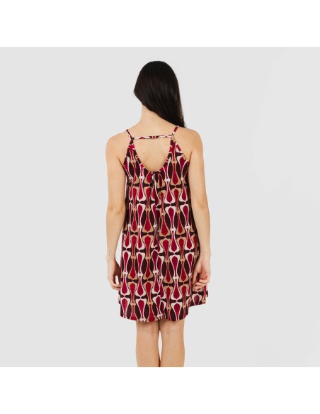 Vestito corto con spalline crêpe Castelar bordeaux