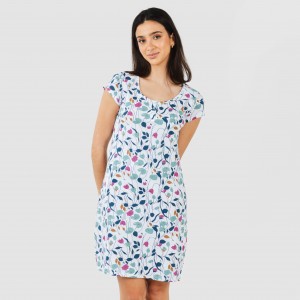 Vestito manica corta con bottoni in cotone Maura turchese