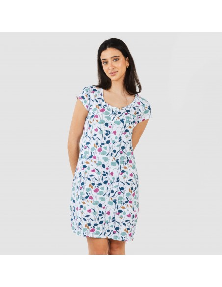 Vestito manica corta con bottoni in cotone Maura turchese