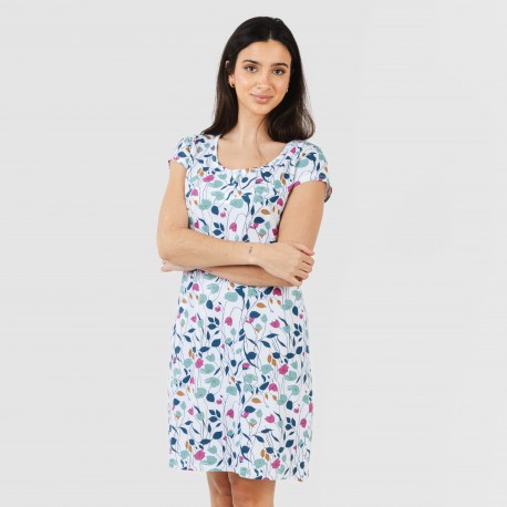 Vestito manica corta con bottoni in cotone Maura turchese