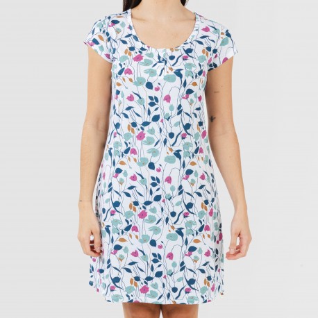 Vestito manica corta con bottoni in cotone Maura turchese