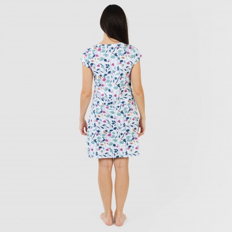 Vestito manica corta con bottoni in cotone Maura turchese