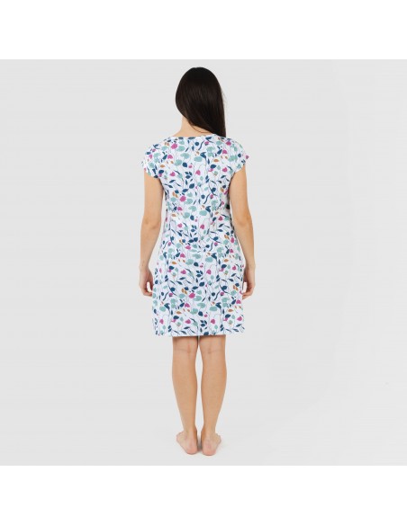 Vestito manica corta con bottoni in cotone Maura turchese